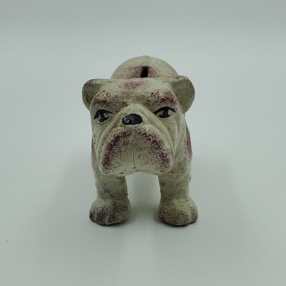 Small Cast Iron Bulldog Bank Dog Puppy Figure Metal Figurine - Picture 2 of 9